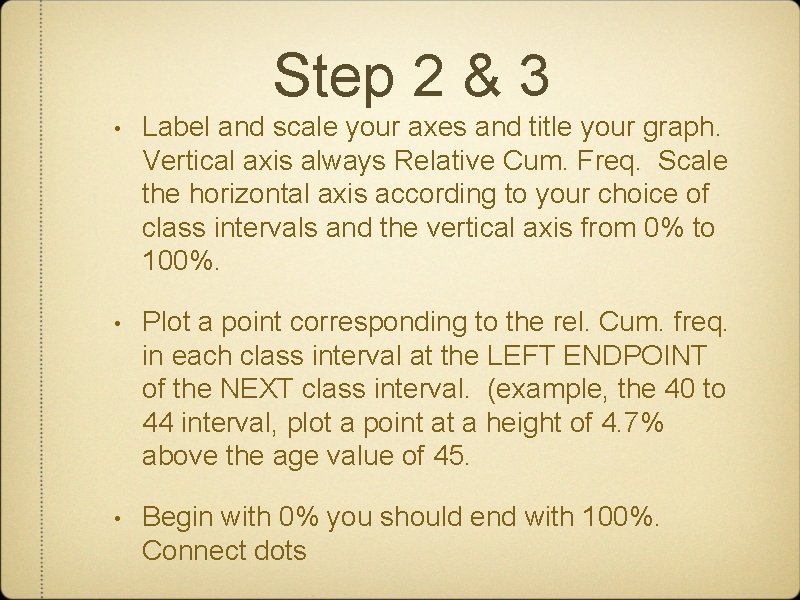 Step 2 & 3 • Label and scale your axes and title your graph.