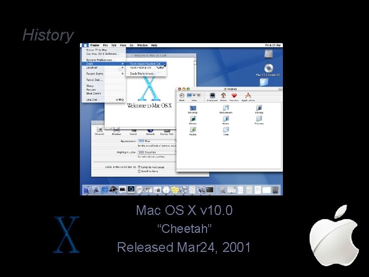 History Mac OS X v 10. 0 “Cheetah” Released Mar 24, 2001 
