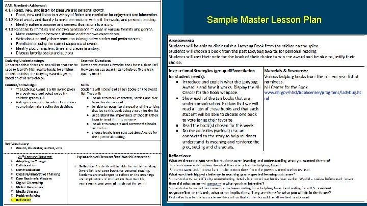 Sample Master Lesson Plan 