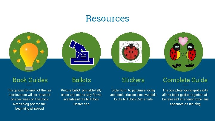 Resources Book Guides Ballots Stickers Complete Guide The guides for each of the ten