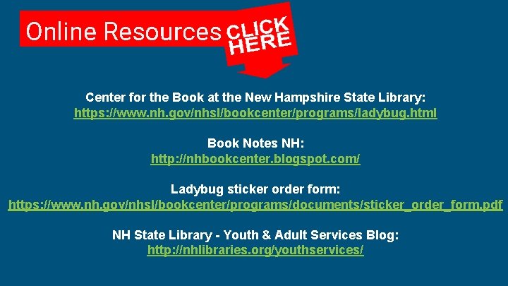Online Resources Center for the Book at the New Hampshire State Library: https: //www.