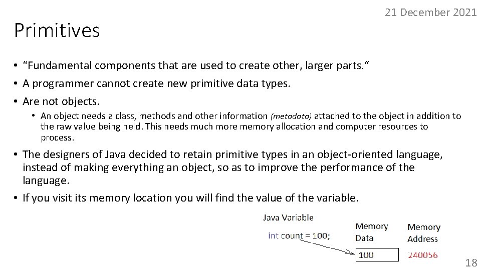Primitives 21 December 2021 • “Fundamental components that are used to create other, larger
