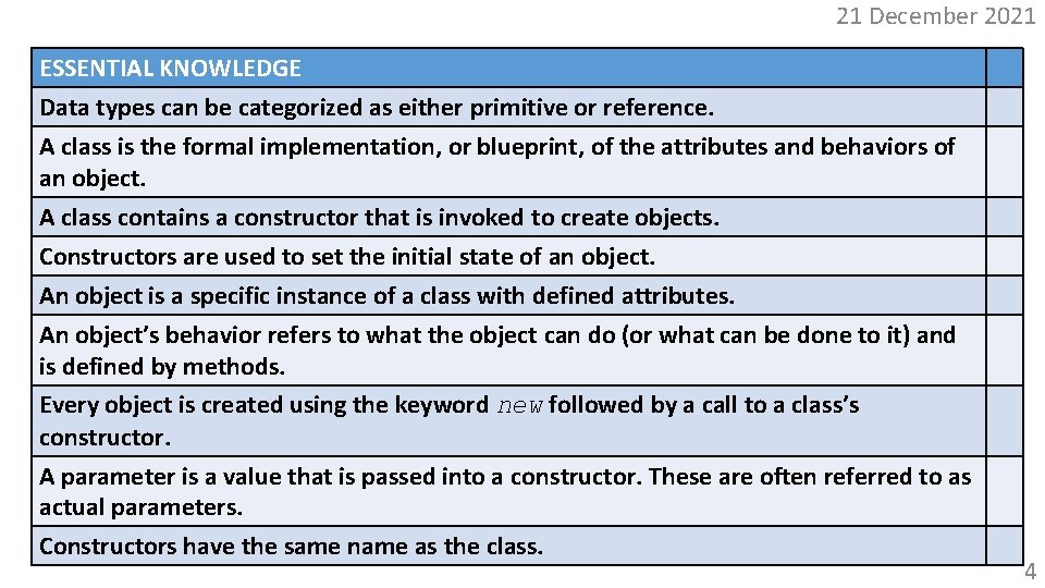 21 December 2021 ESSENTIAL KNOWLEDGE Data types can be categorized as either primitive or