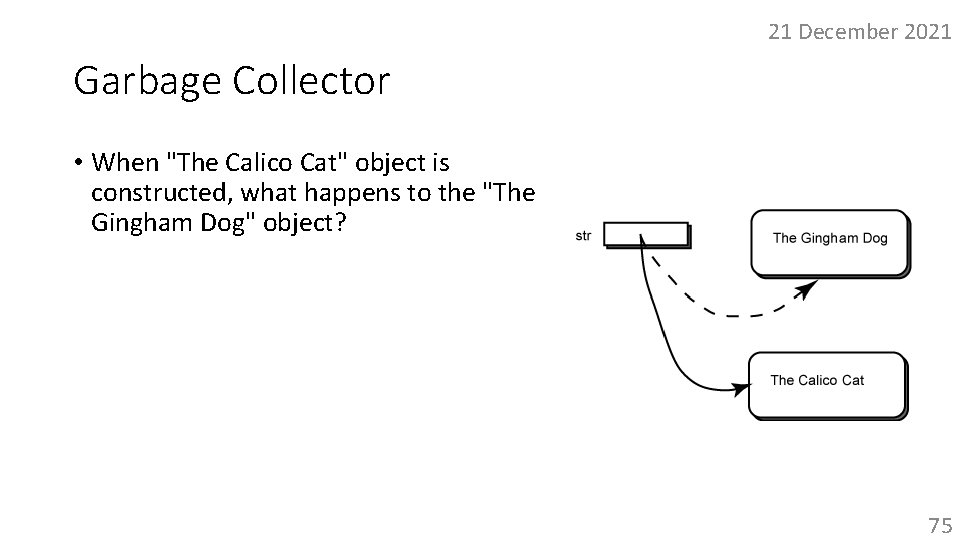 21 December 2021 Garbage Collector • When "The Calico Cat" object is constructed, what