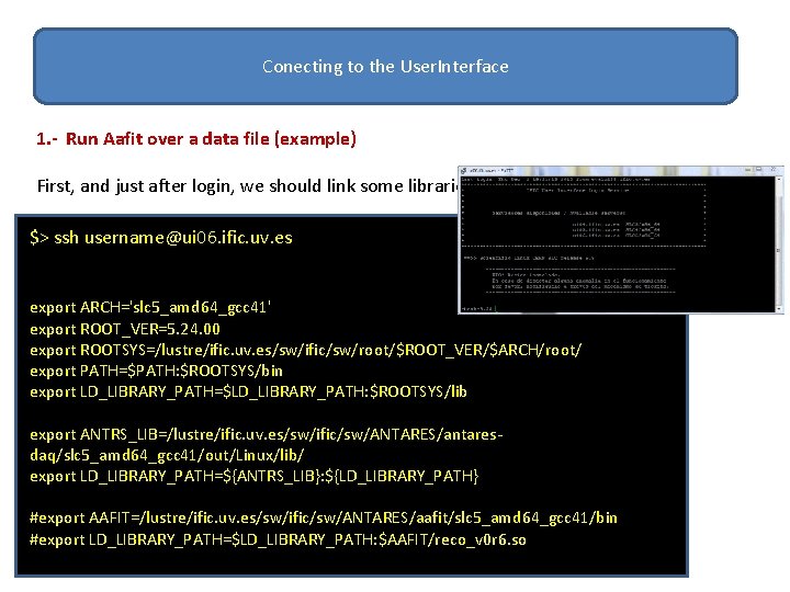 Conecting to the User. Interface 1. - Run Aafit over a data file (example)