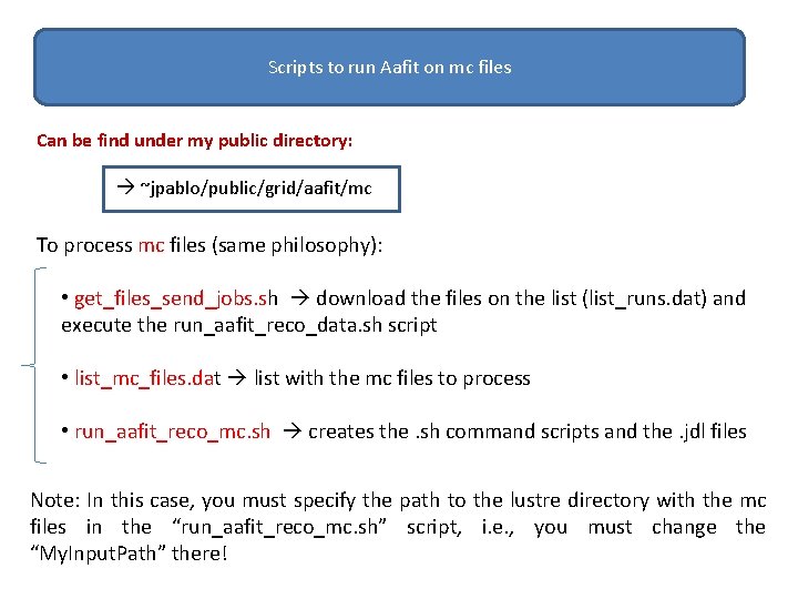 Scripts to run Aafit on mc files Can be find under my public directory: