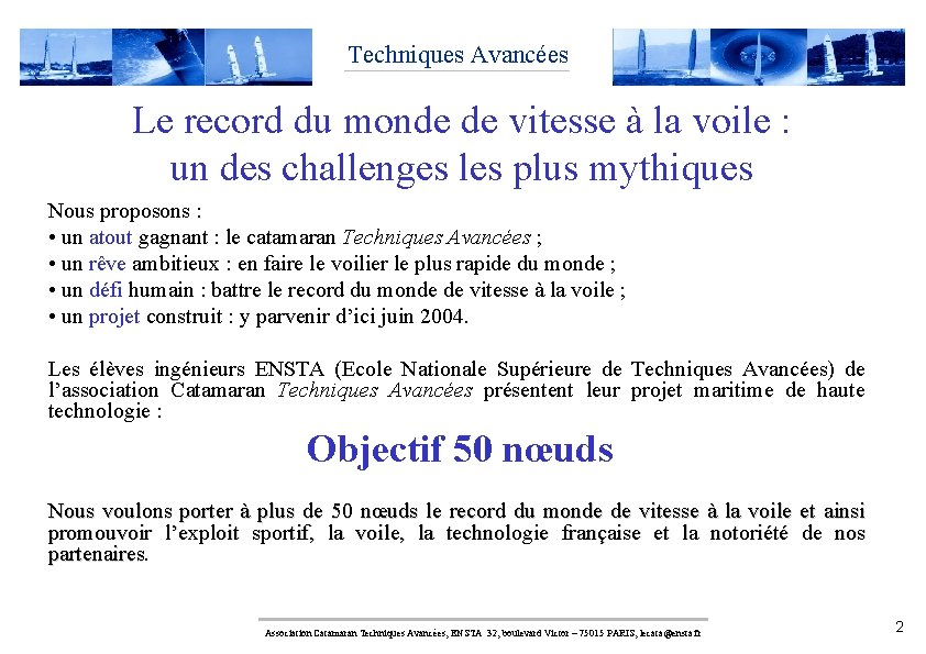 Techniques Avancées Le record du monde de vitesse à la voile : un des