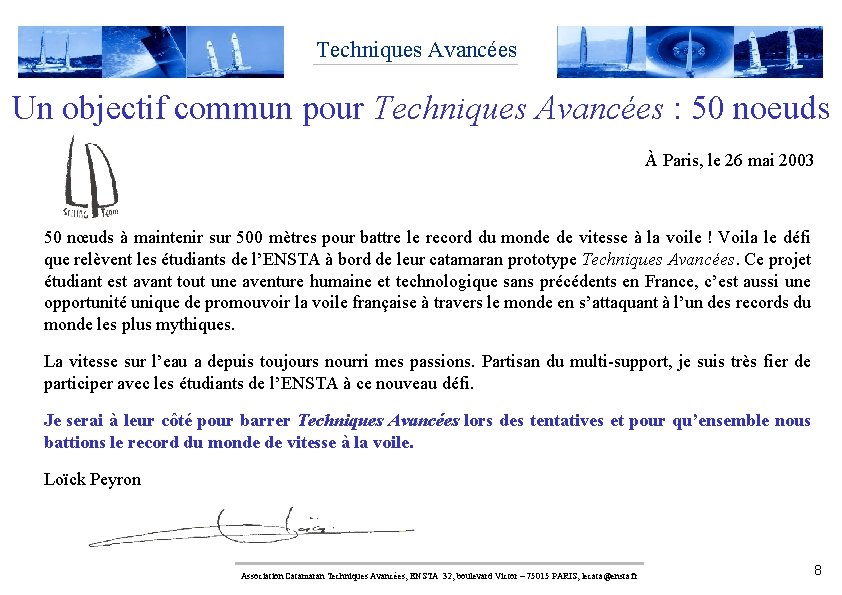 Techniques Avancées Un objectif commun pour Techniques Avancées : 50 noeuds À Paris, le