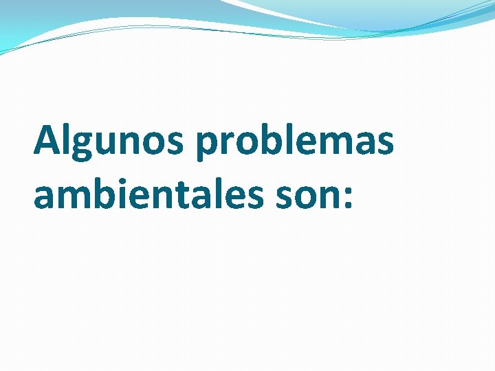 Algunos problemas ambientales son: 