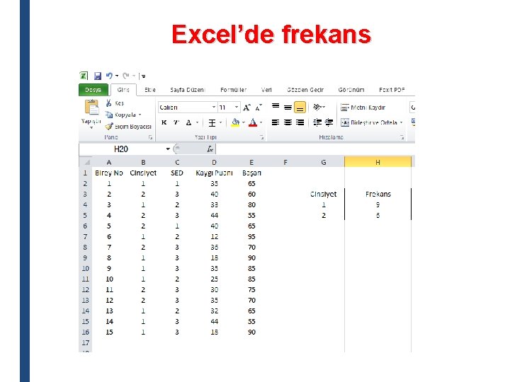 Excel’de frekans 