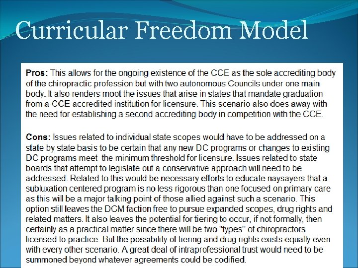 Curricular Freedom Model 