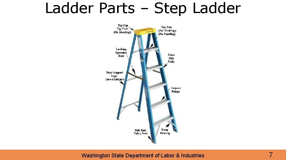 Ladder Parts – Step Ladder Washington State Department of Labor & Industries 7 