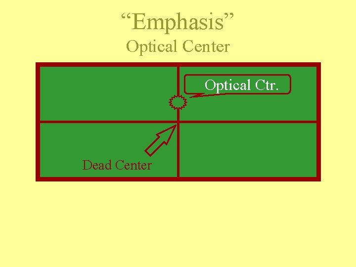 “Emphasis” Optical Center Optical Ctr. Dead Center “Emphasis” Optical Center Optical Ctr. Dead Center