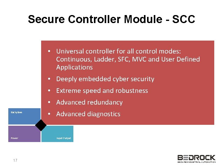 Secure Controller Module - SCC • Universal controller for all control modes: Continuous, Ladder,