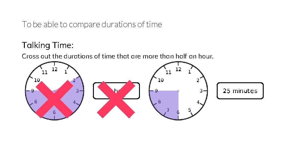 To be able to compare durations of time ×× Talking Time: Cross out the