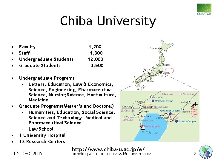 Chiba University • • Faculty Staff Undergraduate Students Graduate Students • Undergraduate Programs –