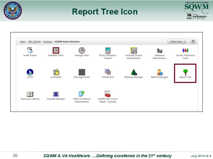 Report Tree Icon 26 SQWM & VA Healthcare …. Defining excellence in the 21