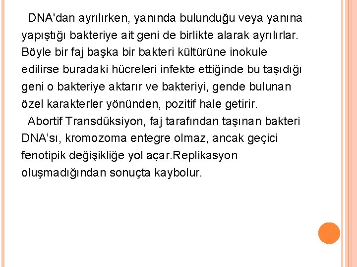 DNA'dan ayrılırken, yanında bulunduğu veya yanına yapıştığı bakteriye ait geni de birlikte alarak ayrılırlar.