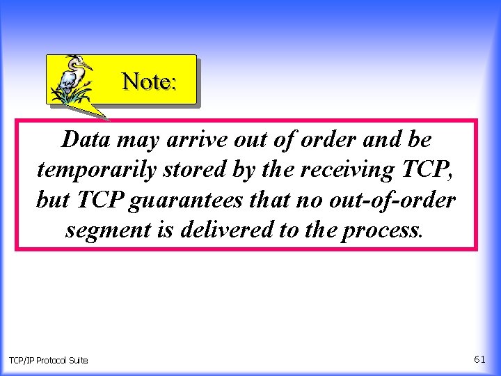 Note: Data may arrive out of order and be temporarily stored by the receiving