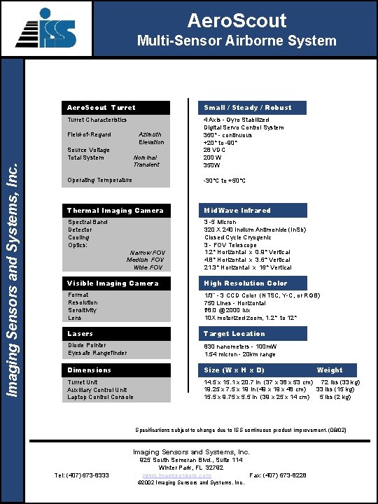 Aero. Scout Multi-Sensor Airborne System Aero. Scout Turret Small / Steady / Robust Turret