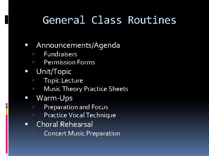 CHOIR CURRICULUM DIRECTED BY ALBERT LEE Table of
