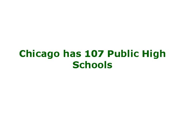 Chicago has 107 Public High Schools 