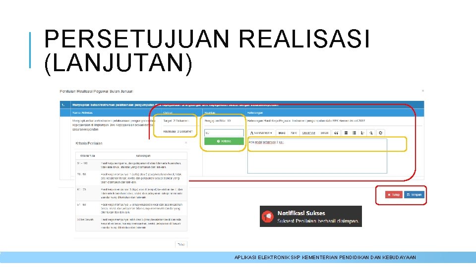 PERSETUJUAN REALISASI (LANJUTAN) APLIKASI ELEKTRONIK SKP KEMENTERIAN PENDIDIKAN DAN KEBUDAYAAN 