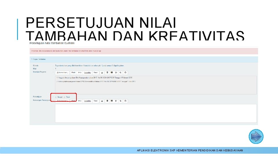 PERSETUJUAN NILAI TAMBAHAN DAN KREATIVITAS APLIKASI ELEKTRONIK SKP KEMENTERIAN PENDIDIKAN DAN KEBUDAYAAN 