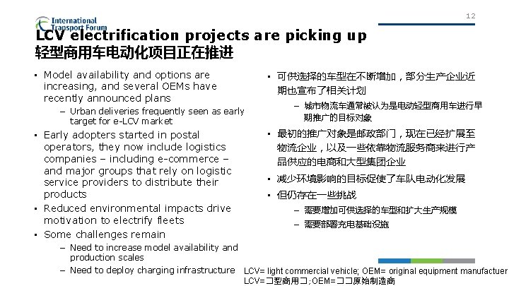 12 LCV electrification projects are picking up 轻型商用车电动化项目正在推进 • Model availability and options are