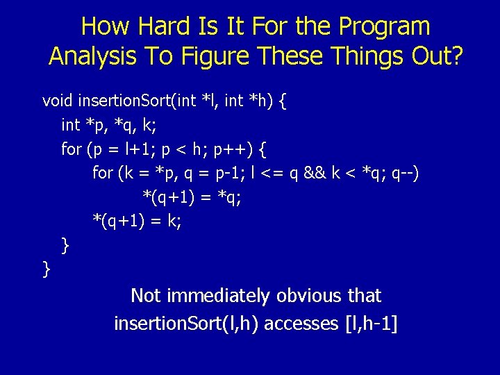 How Hard Is It For the Program Analysis To Figure These Things Out? void
