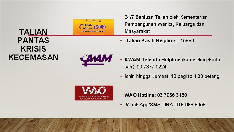 TALIAN PANTAS KRISIS KECEMASAN • 24/7 Bantuan Talian oleh Kementerian Pembangunan Wanita, Keluarga dan