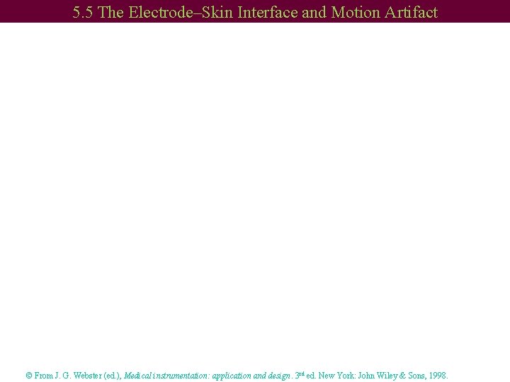 5. 5 The Electrode–Skin Interface and Motion Artifact © From J. G. Webster (ed.