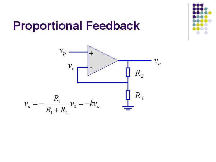 Proportional Feedback vp + vn - vo R 2 R 1 Proportional Feedback vp + vn - vo R 2 R 1