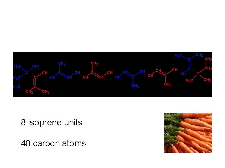 β-carotene – a linear terpene 8 isoprene units 40 carbon atoms 