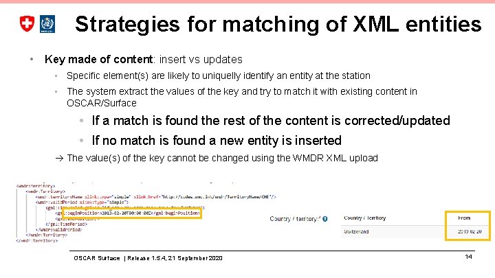 Strategies for matching of XML entities • Key made of content: insert vs updates