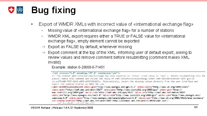 Bug fixing • Export of WMDR XMLs with incorrect value of «international exchange flag»