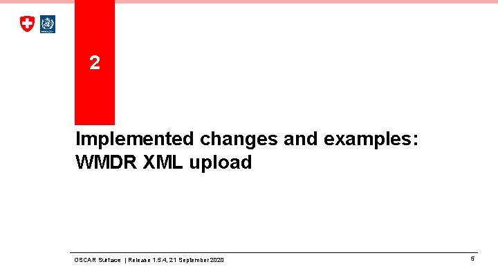 2 Implemented changes and examples: WMDR XML upload OSCAR Surface | Release 1. 5.