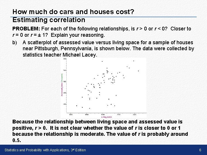 How much do cars and houses cost? Estimating correlation PROBLEM: For each of the