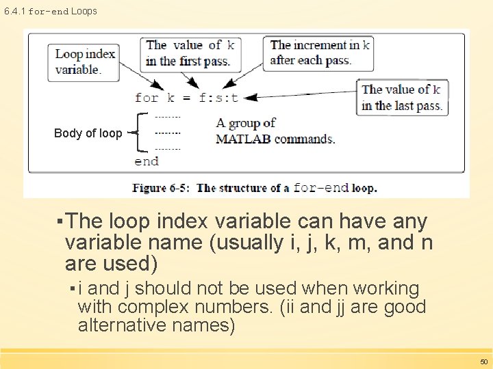 6. 4. 1 for-end Loops Body of loop ▪ The loop index variable can 6. 4. 1 for-end Loops Body of loop ▪ The loop index variable can