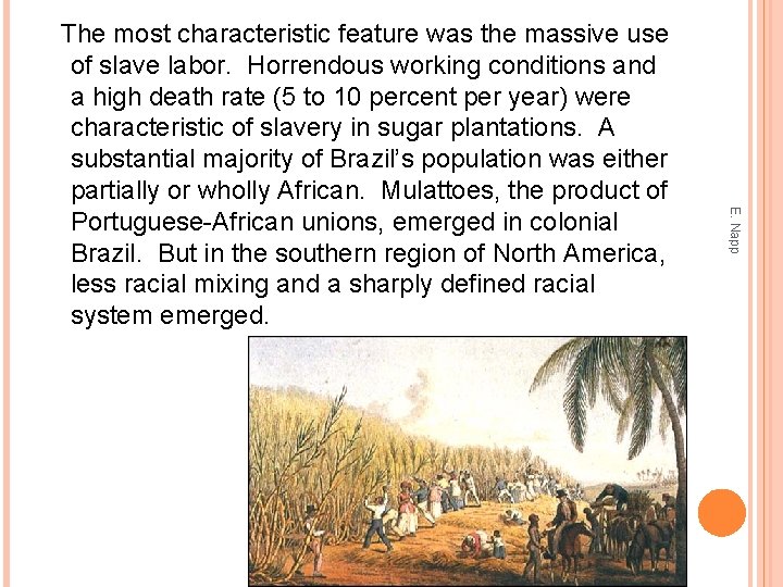 E. Napp The most characteristic feature was the massive use of slave labor. Horrendous