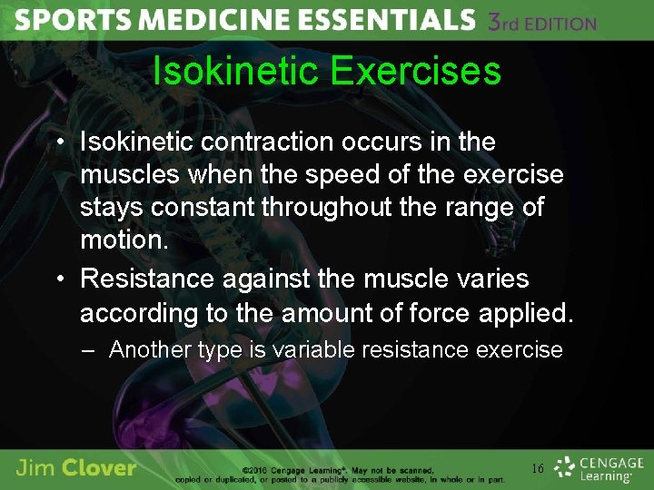 Isokinetic Exercises • Isokinetic contraction occurs in the muscles when the speed of the