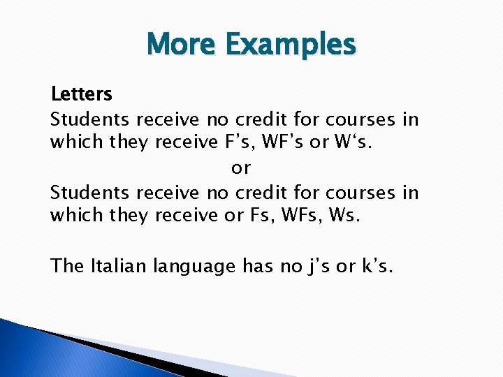 MiniLesson 77 Plurals Letters Numbers Symbols Time Periods