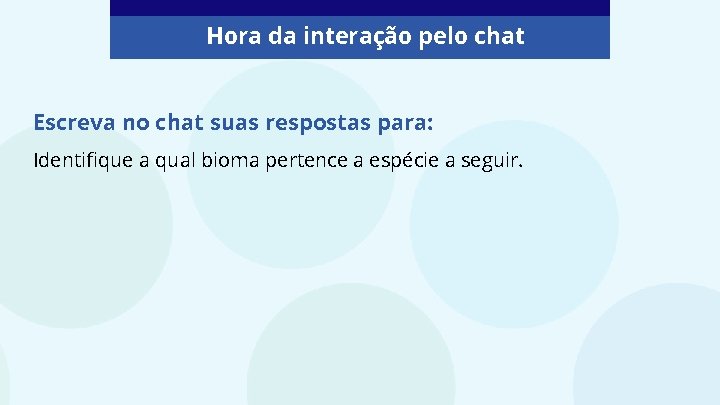 Hora da interação pelo chat Escreva no chat suas respostas para: Identifique a qual