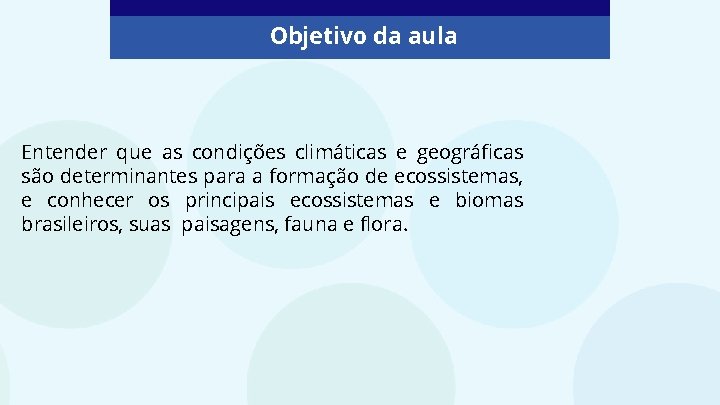Objetivo da aula Entender que as condições climáticas e geográficas são determinantes para a