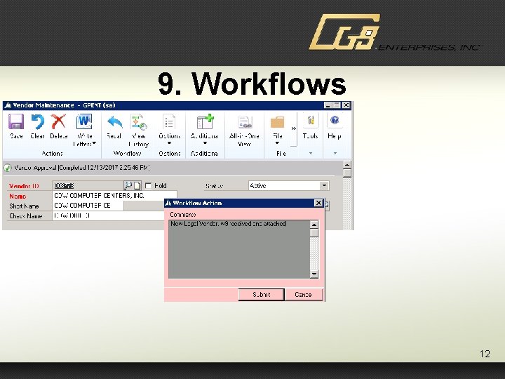 9. Workflows 12 