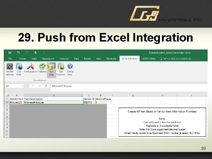29. Push from Excel Integration 39 
