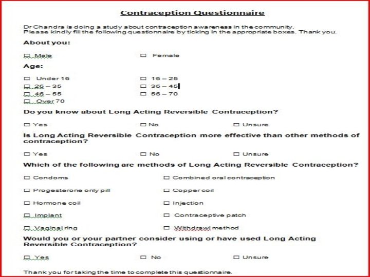 Contraception Questionnaire 