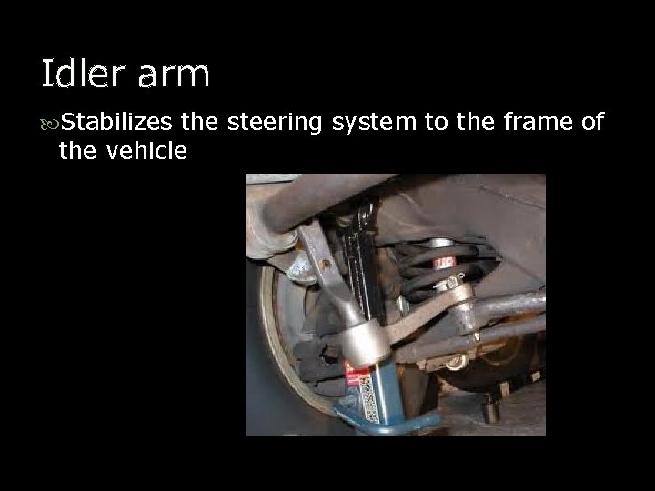 Idler arm Stabilizes the steering system to the frame of the vehicle 