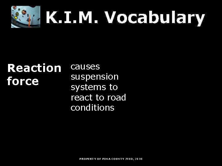 K. I. M. Vocabulary K = Key Word Reaction force I = Information M