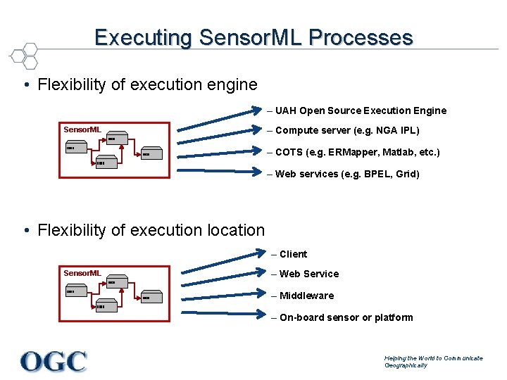 Executing Sensor. ML Processes • Flexibility of execution engine – UAH Open Source Execution